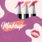 Makeup poster colored lipstick Vector