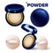 Makeup Powder And Puff Compact Cosmetic Set Vector