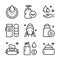 Makeup removal and skin care icons set. Simple outline style. Vector illustration isolated on white background