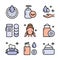 Makeup removal and skin care icons set. Simple style icons. Vector illustration isolated on white background