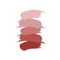 Makeup stroke brushes, nude lipstick or blush swatches. Smear collection