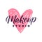 Makeup Studio Vector Logo. Stroke Pink Heart Illustration. Brand Lettering illustration