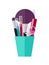 Makeup Tools and Applicators in Bright Plastic Cup