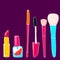Makeup vector tools and accessories