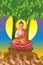 Makha Bucha day, Buddha sitting under the Bodhi tree