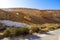 Makhtesh Ramon crater mountains park view with trekking path - g