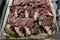 Making all kinds of red meat, fresh and raw red meat preparation