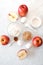 Making apple pie step by step baking recipe flat lay