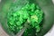 Making batter for green Saint Patrick`s Day cookies