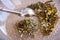 Making of Chamomile-Tarragon infusion tea set