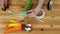 Making of children toys. Handcraft toy. Kids handmade craft footage top view. Wooden background