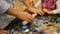 Making christmas biscuits with dad