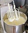 Making of a cream for home-made cakes on a mixer
