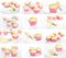 Making cupcakes collage or set