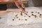 Making focaccia with olives