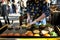 Making french hamburgers at Broadway market , London