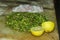 Making of Gotukola Sambol / Gotukola salad with onion and lime