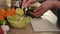 Making guacamole for a tortilla chips snack