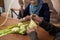 Making ketupat traditional indonesian food together