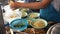 Making noodles is a food street, which is very popular in Thailand