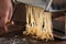 Making pasta with traditional machine