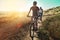 The making of a perfect day. two cyclists out cycling in the countryside.