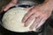 Making pizza dough! Pizza restaurant business front cover for magazine or books.