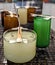 Making soy wax candles at home out of recycled bottles