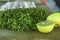 Making Sri lankan gotu kola sambol, vallarai salad