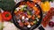 Making stir fried vegetables, ingredients fall into the frying pan