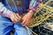 Making traditional easter wicker basket