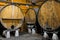 Making of traditional natural Asturian cider made fromÂfermented apples in barrels for several months should be poured from great