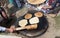 Making of traditional turkish gozleme pancake