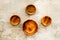 Making wooden dishes. Empty bowls on grey background top view