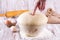 Making yeast dough in a glass bowl