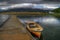 Mala Prespa lake and the pier of Mikrolimni village