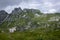 Mala Spice Cime Verdi peaks view from Mangart saddle, Slovenia\\\'s Highest Panoramic Road, heavy clouds before rain