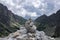 Mala studena dolina hiking trail in High Tatras, summer touristic season, wild nature, touristic trail, stone cairn