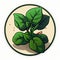 Malabar Spinach Vegetable Cute Playful Flat Icon by Generative AI