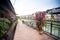 Malacca city with house near river under blue sky in Malaysia