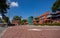 Malacca, Malaysia - August 10, 2022: Long Exposure capture of the red square or Dutch square in the city of Melaka. Passing cars