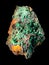 Malachite on Goethite isolated mineral stone rock on black