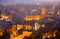 Malaga Cathedral and cityspace from castle in night