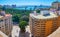 Malaga Park and port from Cathedral`s roof, Spain