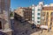 Malaga,Spain 04.04.2019: Decorated exteriours residental buildings in Malaga city, Andalusia, Spain with palm trees