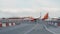 MALAGA, SPAIN 10 DECEMBER 2018: Airplane taking off from the airport. Departure arrival plane landing view from terminal