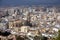 Malaga, Spain, February 2019. Panorama of the Spanish city of Malaga. Buildings against a cloudy sky. Dramatic sky over the city.