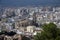 Malaga, Spain, February 2019. Panorama of the Spanish city of Malaga. Buildings against a cloudy sky. Dramatic sky over the city.