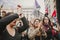 MALAGA, SPAIN - MARCH 8, 2018: Thousands of women take part in the Feminist Strike on the Women Day in the city center of Malaga.