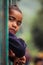 Malagasy girl looking from a train window